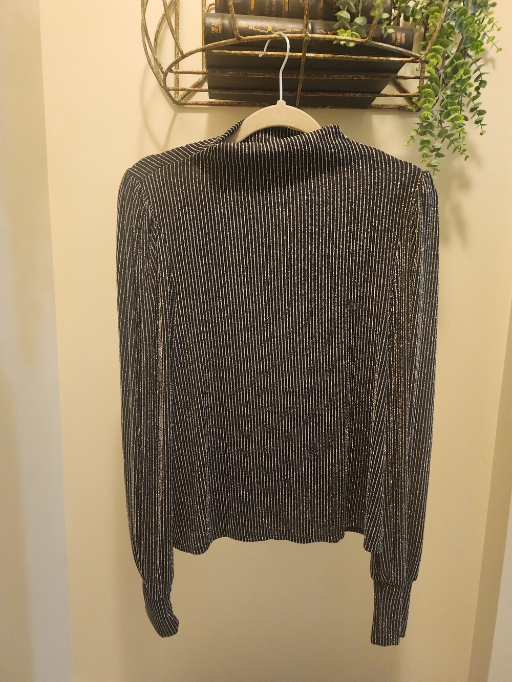 BKE Black Metallic Ribbed Turtleneck Sweater
